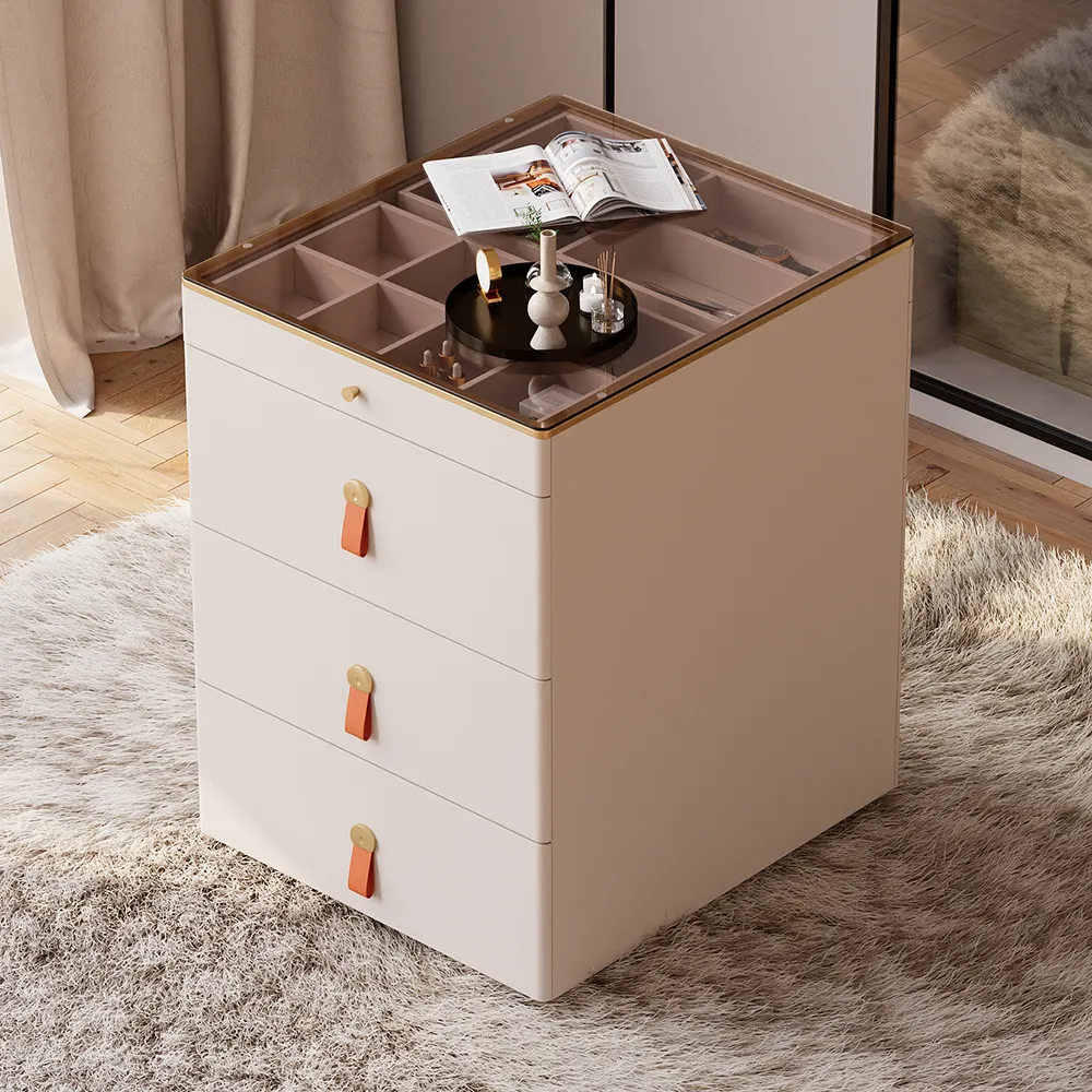 Modern Champagne Walk-in Wardrobe Island 6 Drawers Dresser & Chest with Jewellery Storage