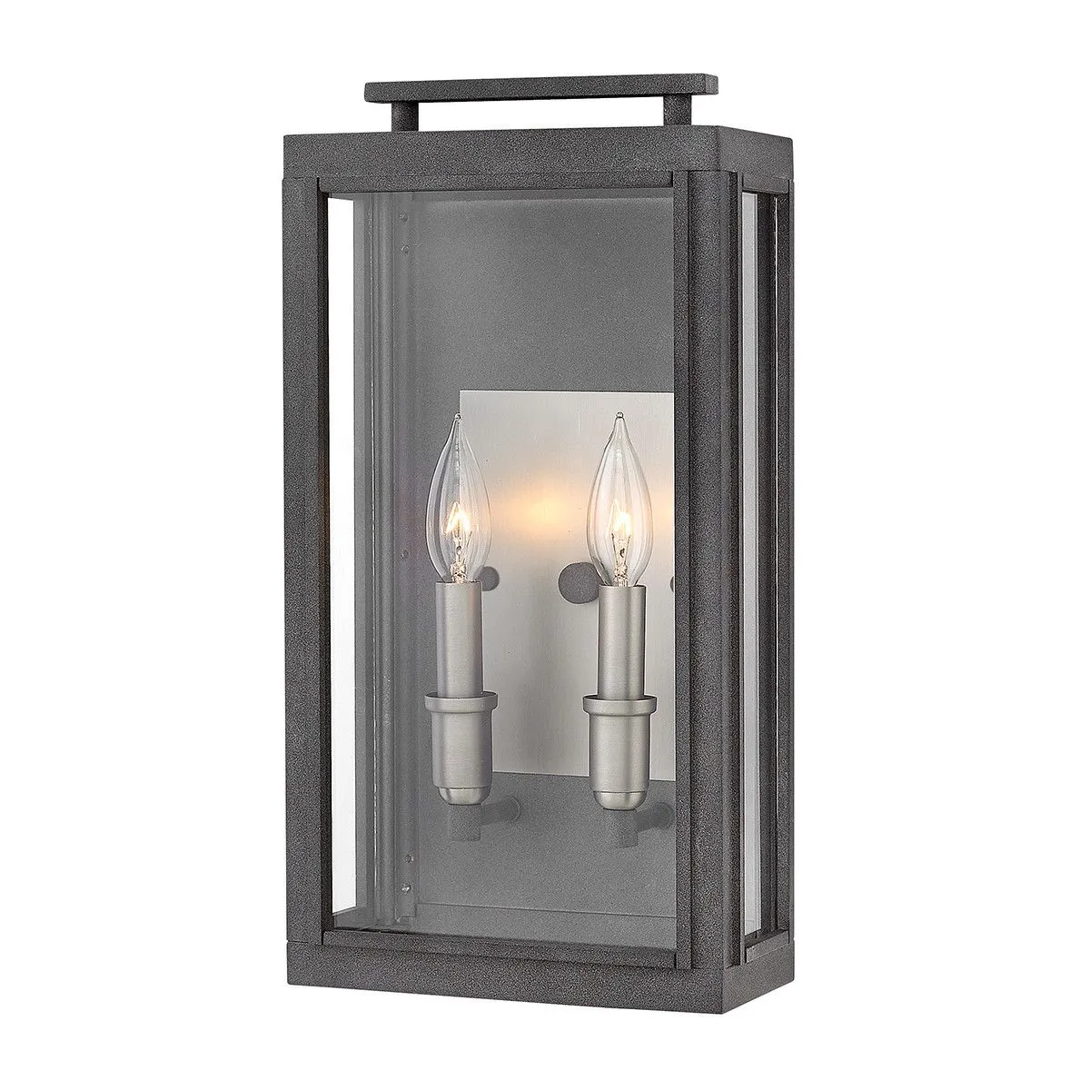 Netlighting Hinkley Sutcliffe Outdoor 2 Light Wall Lantern Aged Zinc IP44 in Grey