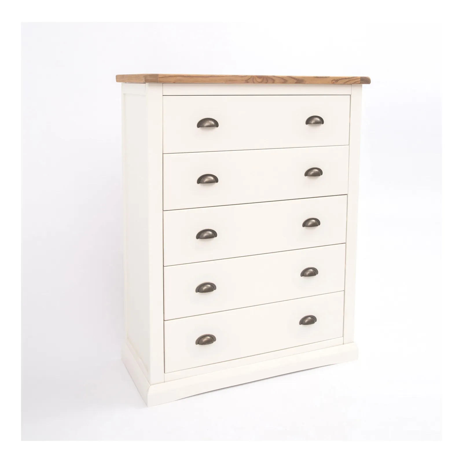Cabinet Bits Cosenza 5 Drawer Chest of Drawers Brass Cup Handle in Off-White 3