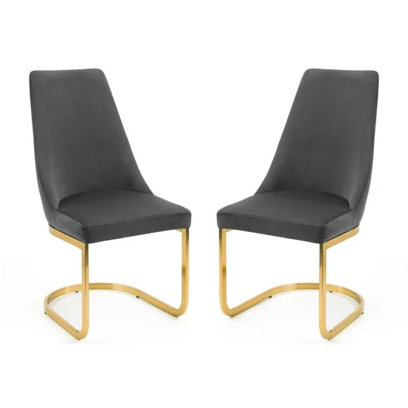 Vittoria Set of 2 Cantilever Dining Chairs, Velvet 3