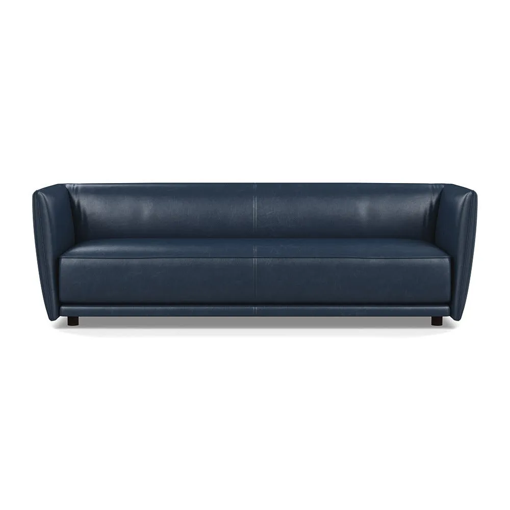 Heal's Valley 4 Seater Sofa Stonewash Navy Blue Walnut Stain Feet 1
