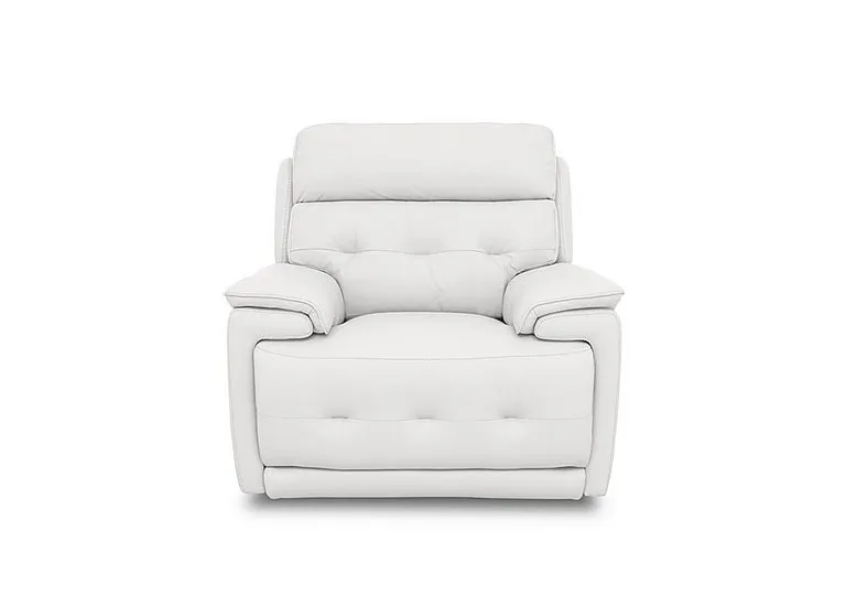 Brescia Leather Power Recliner Chair with Power Headrest - BV Star White