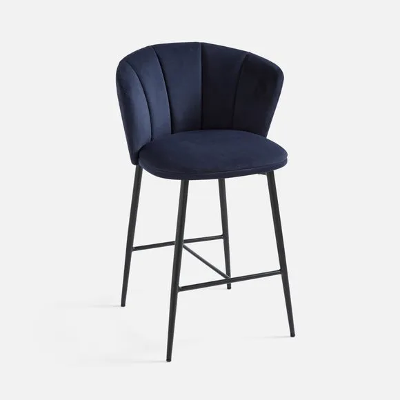 Kiley Bar Stool with Black Legs, Velvet 6