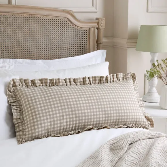 Gingham Frill Cotton Rectangle Cushion 5