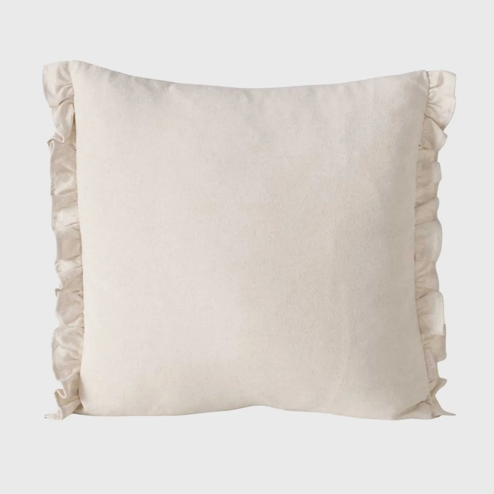 Natural Ruffle Cushion, Square, Neutral Fabric | Barker & Stonehouse