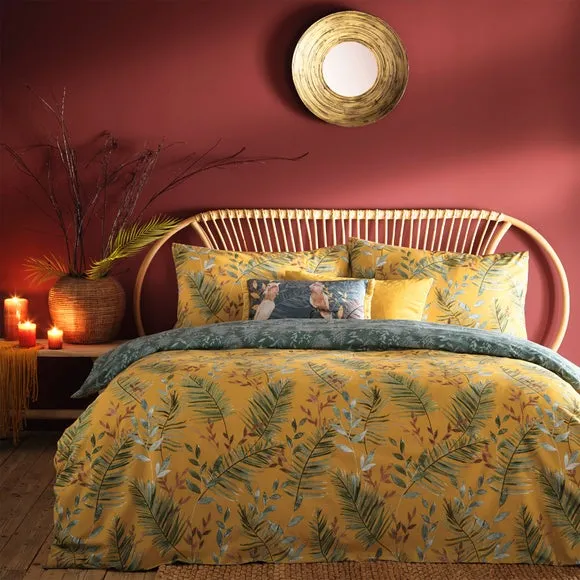 furn. Riva Mazari Mustard Duvet Cover and Pillowcase Set 1