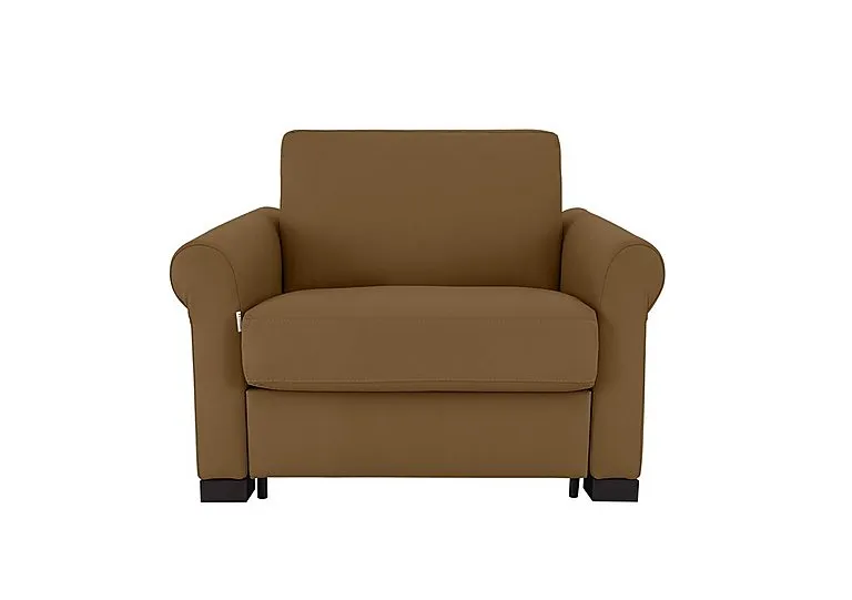 Alcova Leather Chair Sofa Bed with Scroll Arms - Botero Cuoio