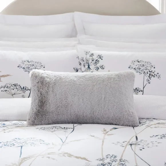 Dorma Purity Faux Fur Grey Boudoir Cushion