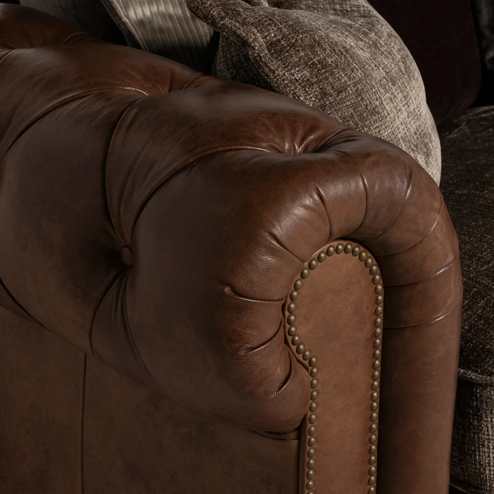Taunton 4 Seater Sofa Split, Brown Fabric & Leather | Barker & Stonehouse 6