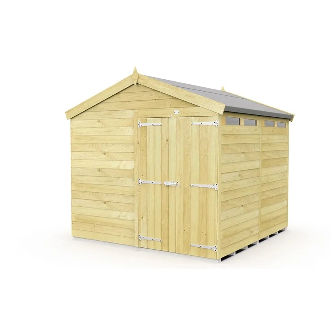 Buttercup Farm 8 x 6 Feet Apex Security Shed - Double Door - L187 x W231 x H217 cm in Brown