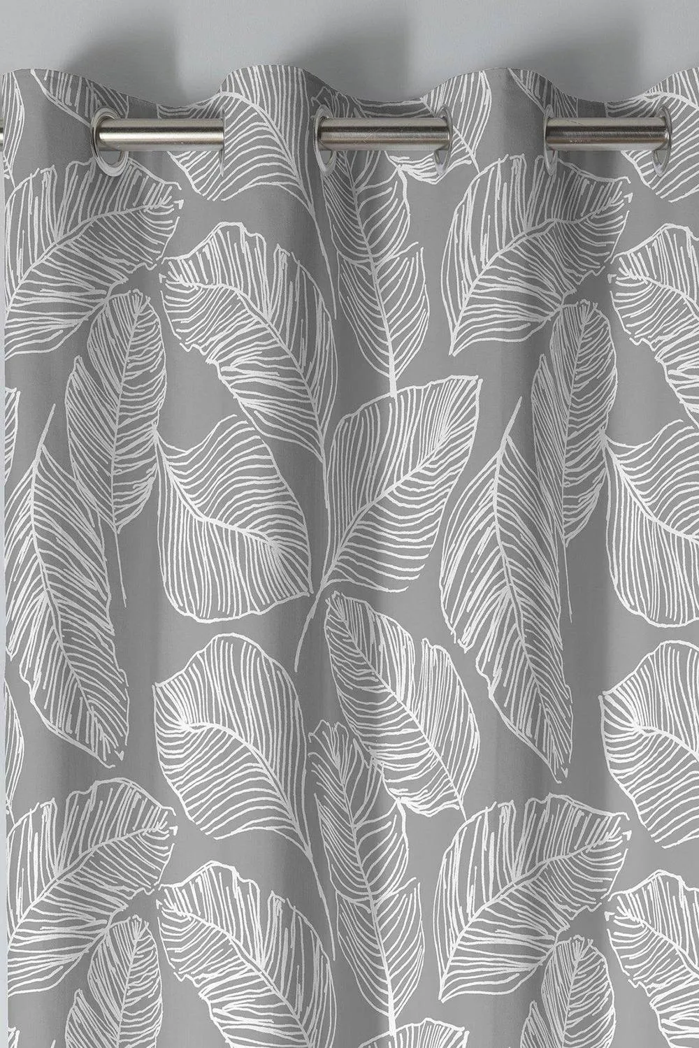 Fusion 'Matteo' 100% Cotton Light Filtering Pair of Eyelet Curtains in Grey 2