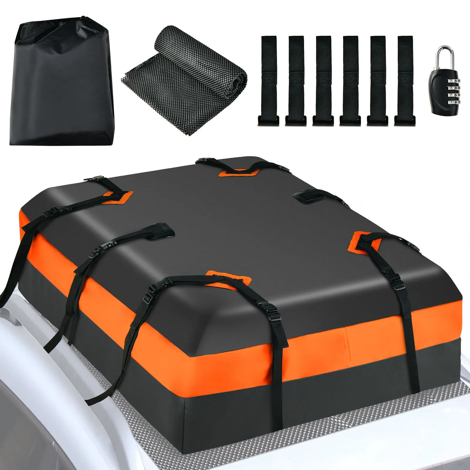 Costway 424L Large Car Roof Top Rack Luggage Carrier Bag Storage Bag Travel Waterproof in Black