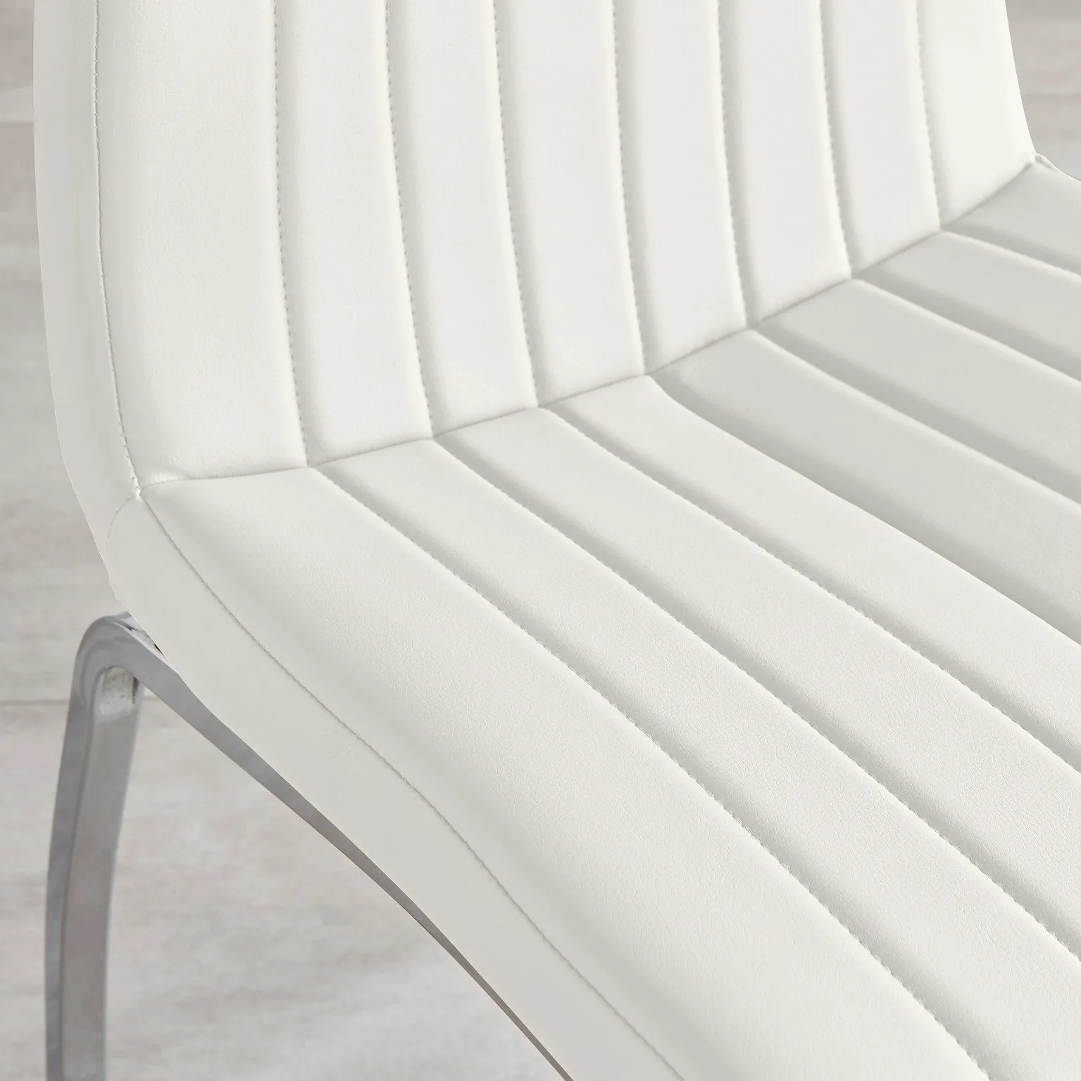 FurnitureboxUK Set of 2 Isco Deep Cushioned Soft Touch Faux Leather Dining Chairs With Silver Chrome Metal Legs in White 5