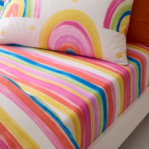 Watercolour Rainbow 100% Cotton Fitted Sheet 1