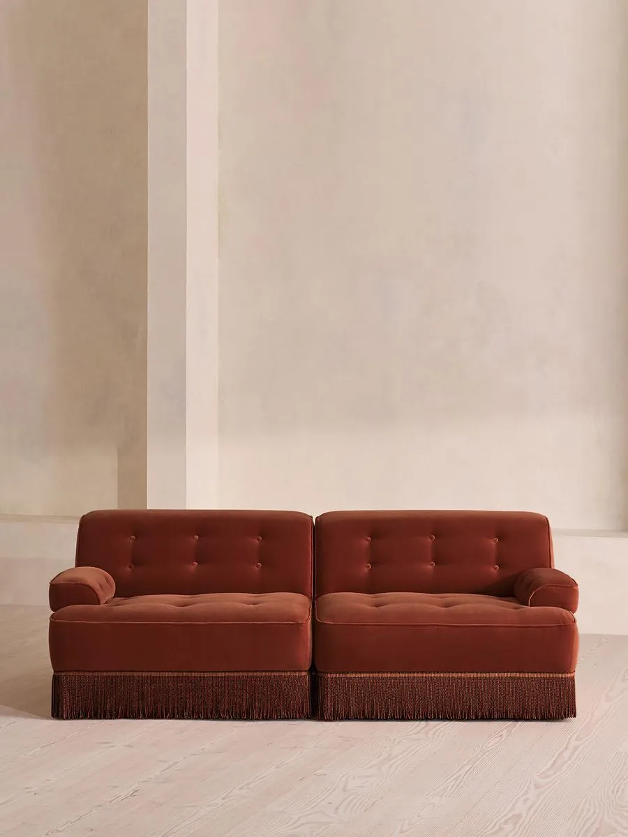 Elowen Modular Sofa, Three Seater, Velvet, Rust