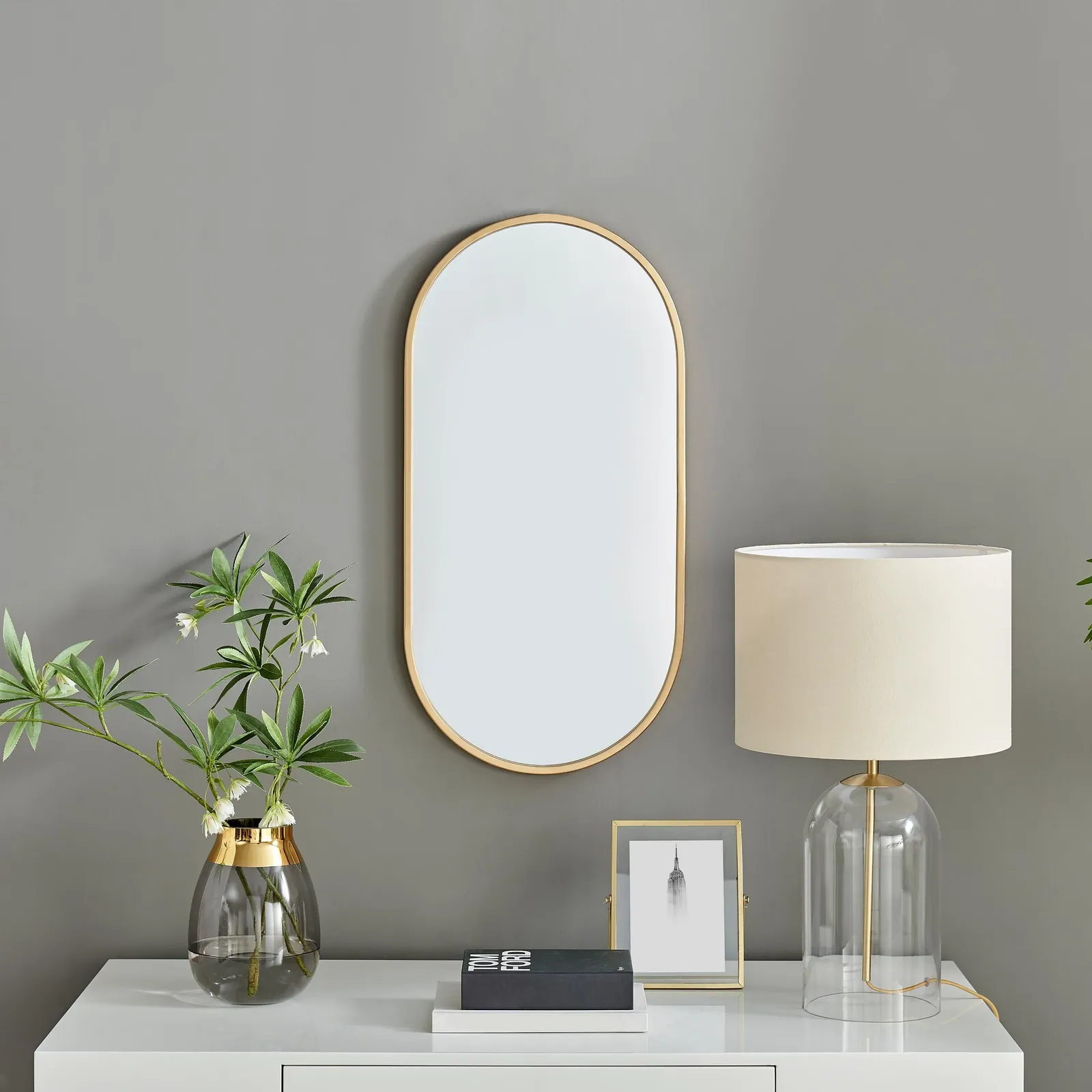 FurnitureboxUK Jupiter 80cm x 40cm Art Deco Gold Metal Frame Oval Hallway Bedroom Dining & Living Room Wall Mirror 3