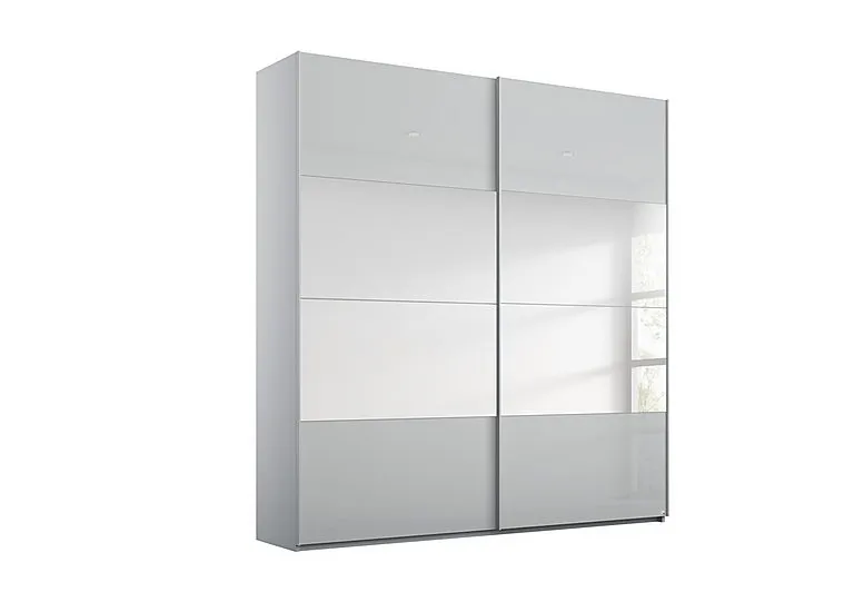 Formes Glass 2 Door Sliding Wardrobe with Mirror - Silk Grey/Silk Grey Front
