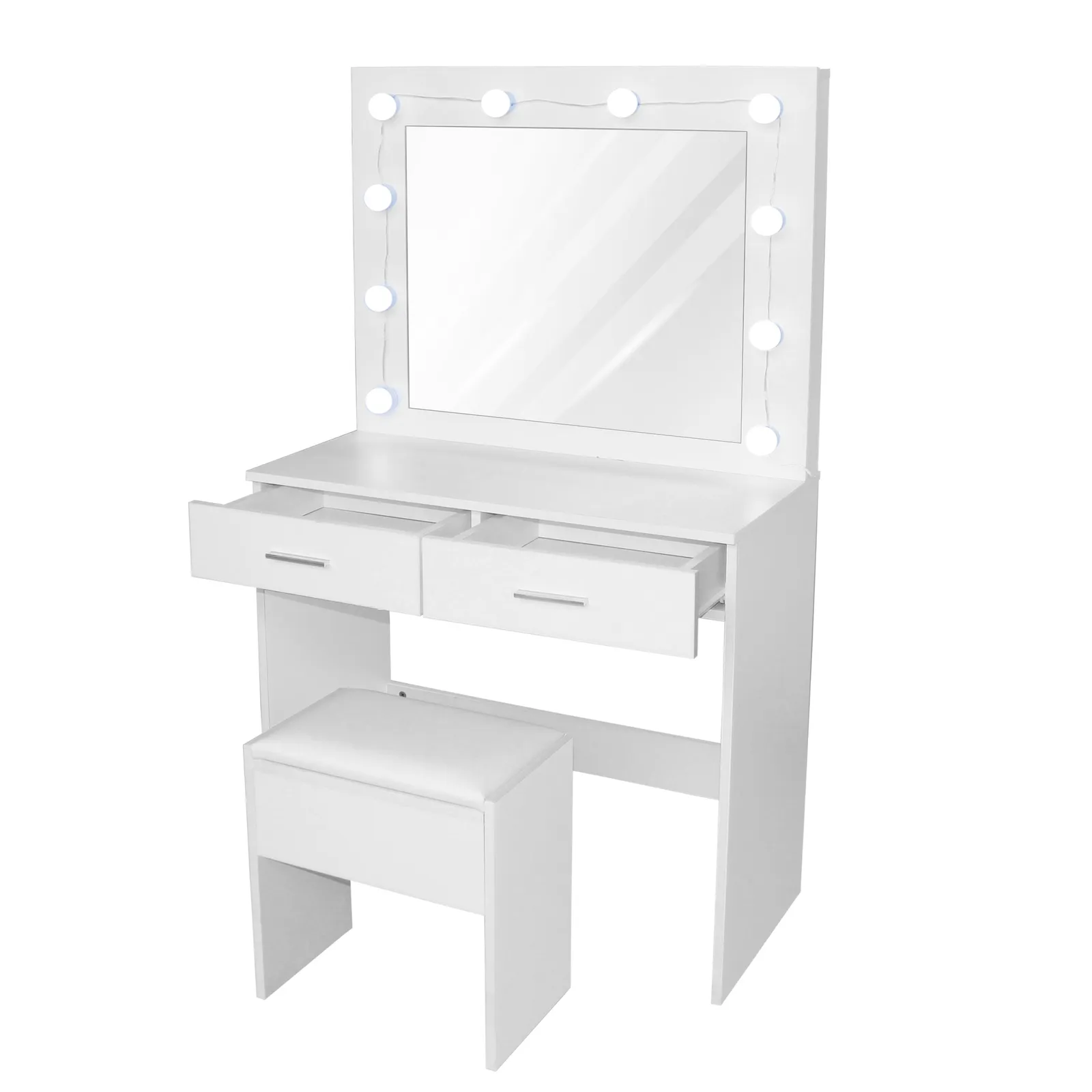 Comfy Living Ltd Dressing Table & Stool Set with LED Lit Mirror In White 5
