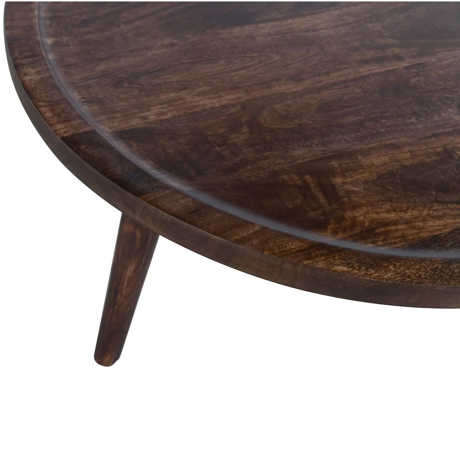 IH Design Dark Mango Wood Round Low Coffee Table in Brown 5