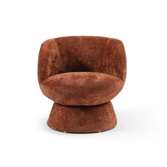 Tulip Chenille Curved Swivel Accent Chair 4