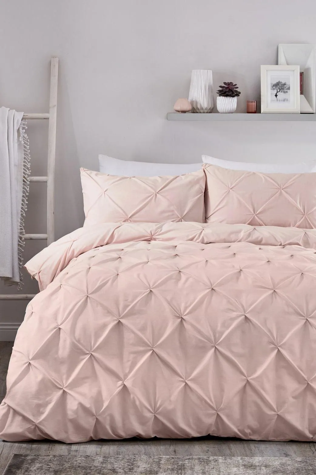 Serene 'Lara' Luxury Ruched Duvet Cover Set in Rose