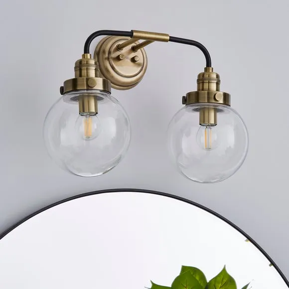 Broden Bathroom 2 Light Wall Light Antique Brass 2