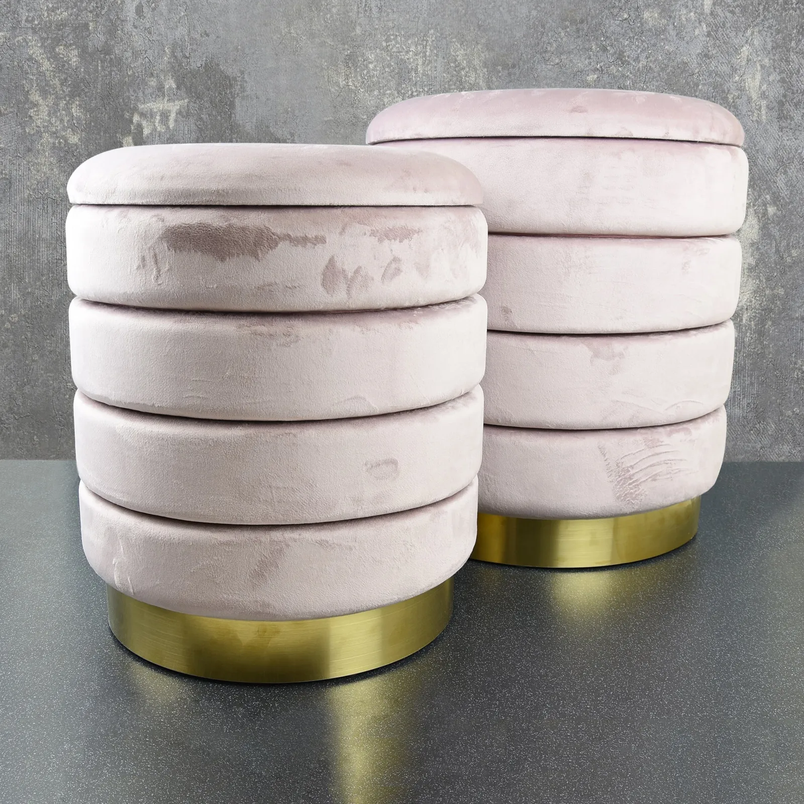 Erne set of 2 Footstools Pink