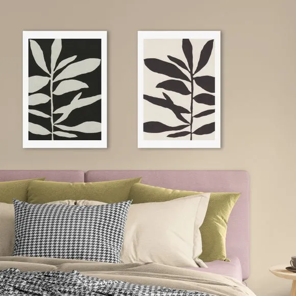 East End Prints Set of 2 Linocut Branch III Framed Prints 1