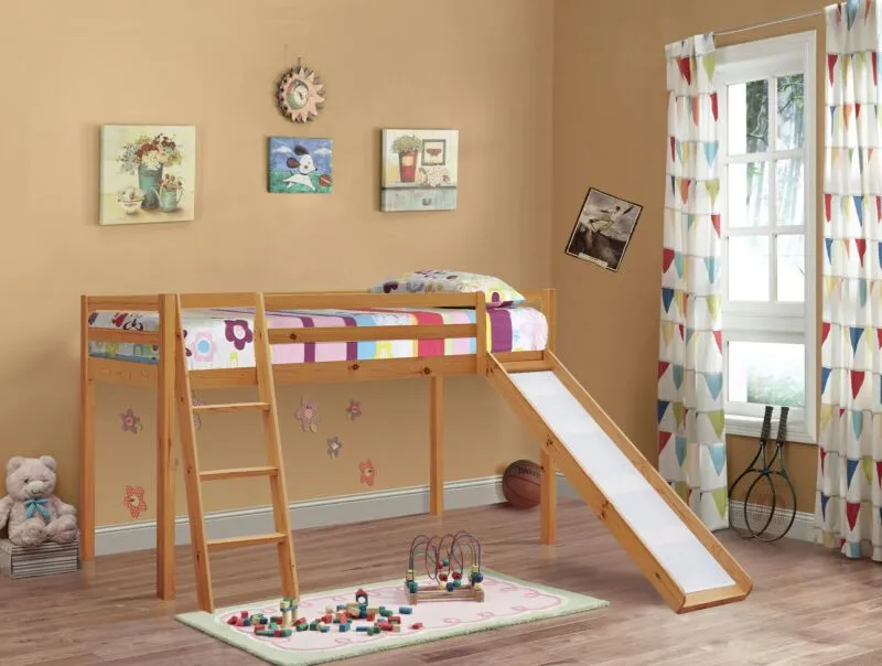 Comfy Living Ltd 3ft Wooden Mid Sleeper Various Colours With Slide in Light Brown