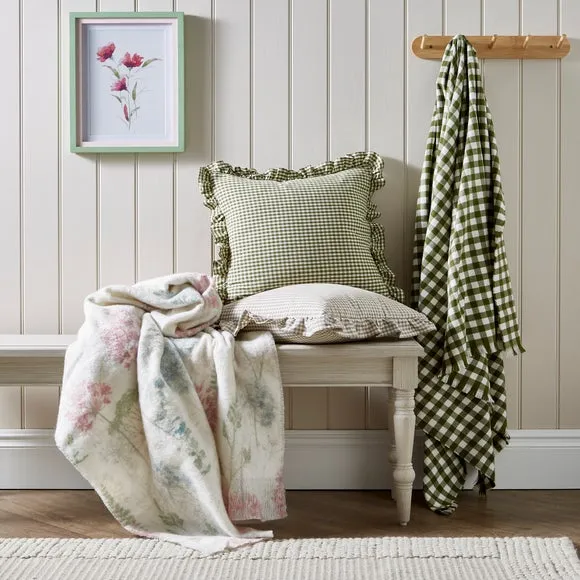 Gingham Frill Cotton Square Cushion Cover 4