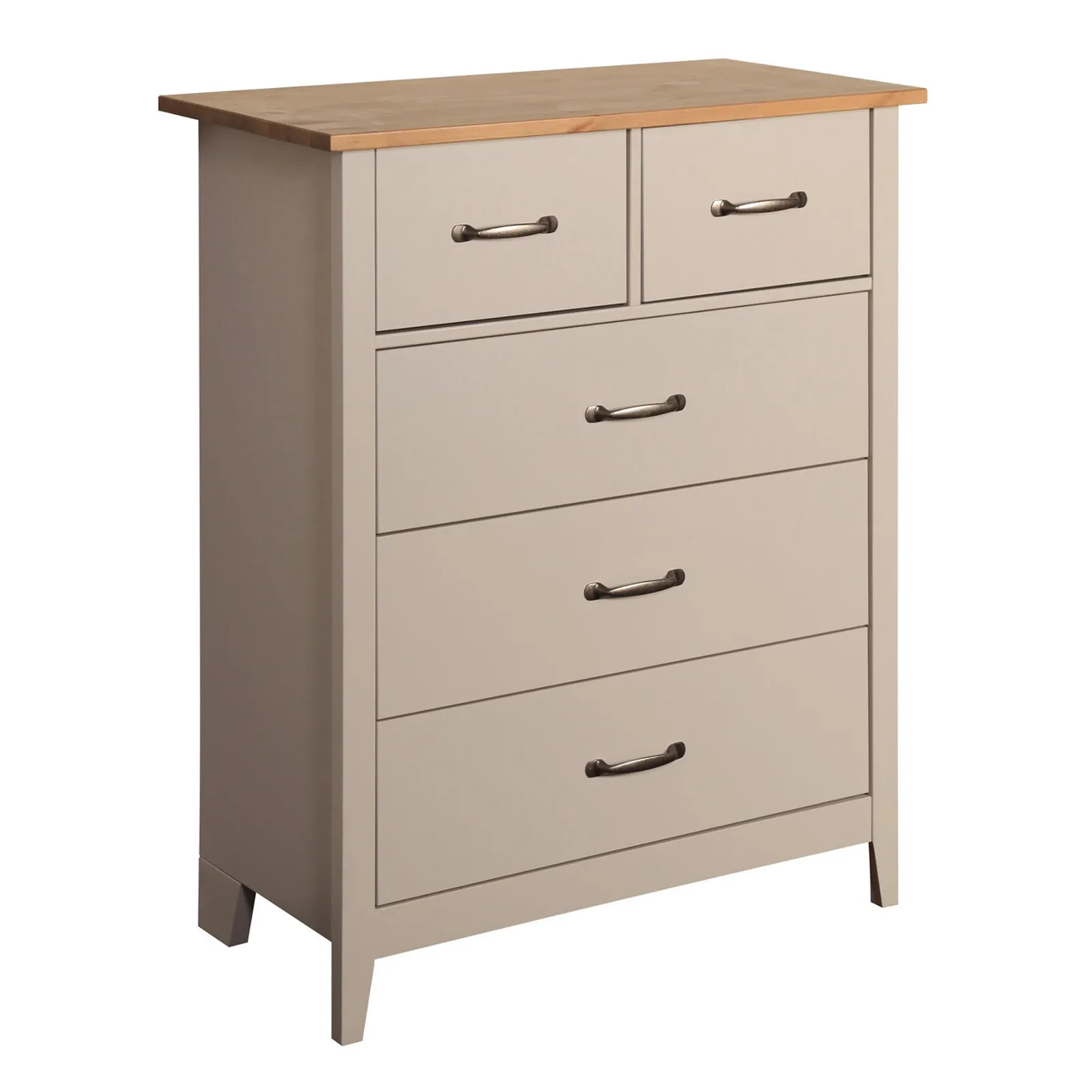 Norfolk Grey Wide 5 Drawer Chest Grey and Brown