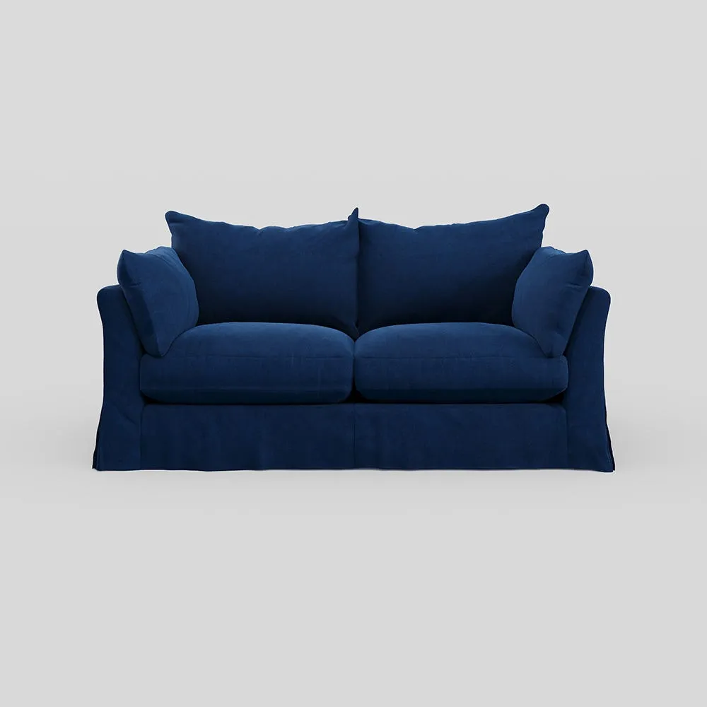 Heal's Tailor Loose Cover 3 Str Sofa Velvet Midnight Natural Beech Feet 1