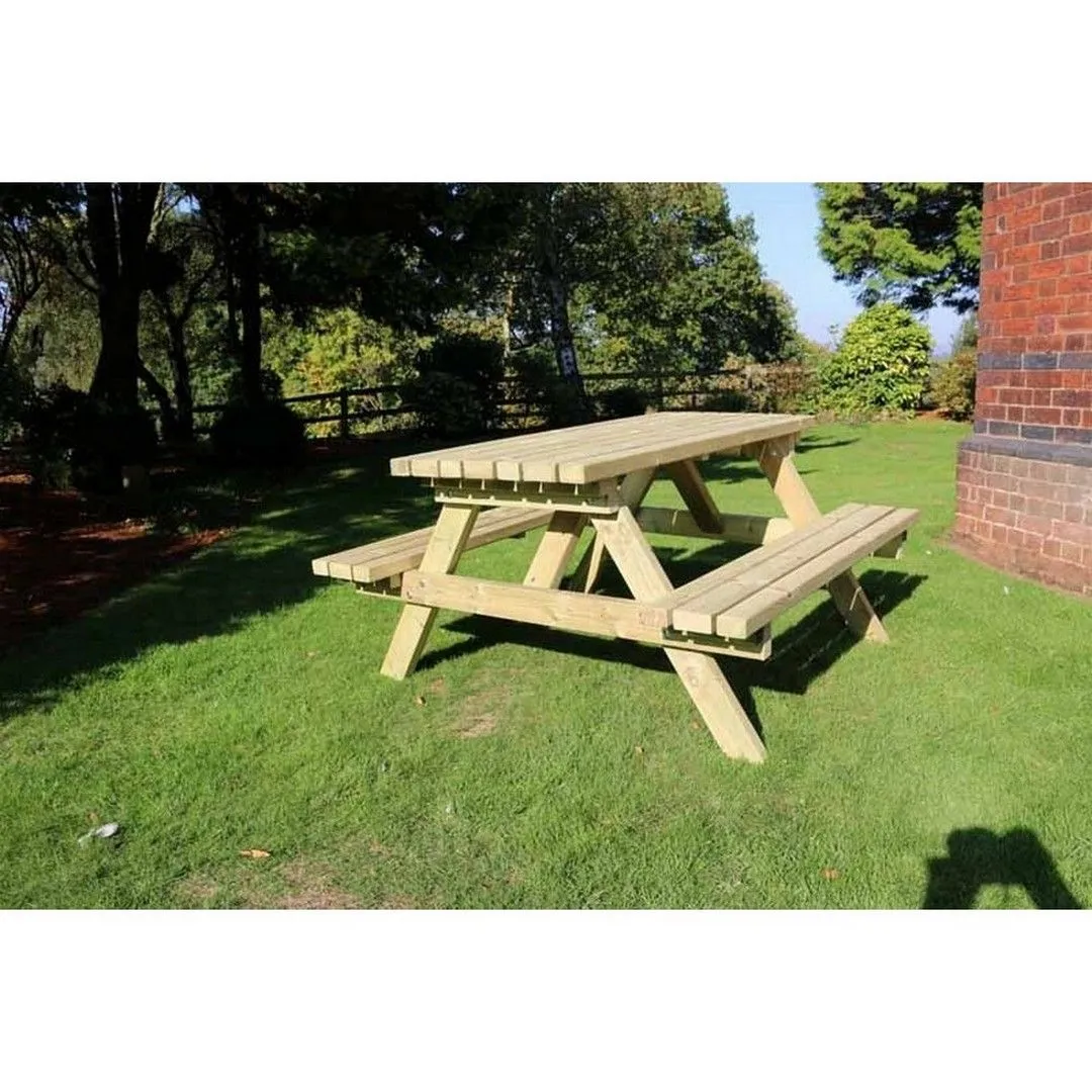 Churnet Valley Garden Furniture Ltd Deluxe Picnic Table, Wooden Furniture - Minimal Assembly Required in Brown 4