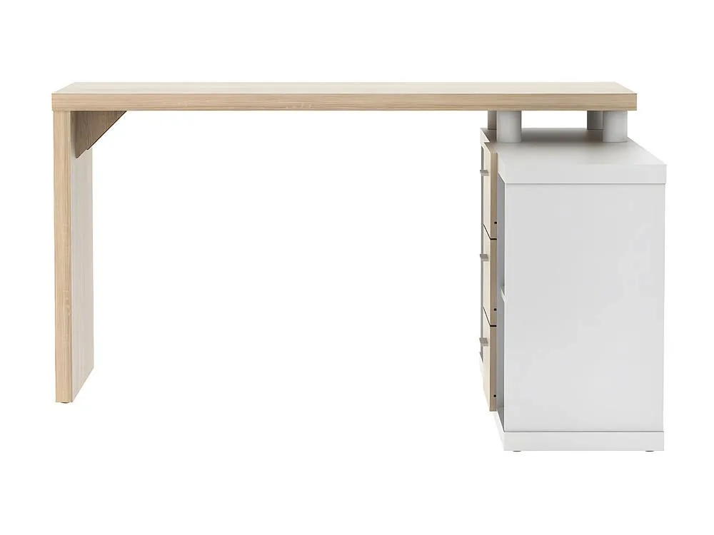 Vente-unique Corner Desk With Storage - White & Oak - ALDRIC III in Light Oak 2