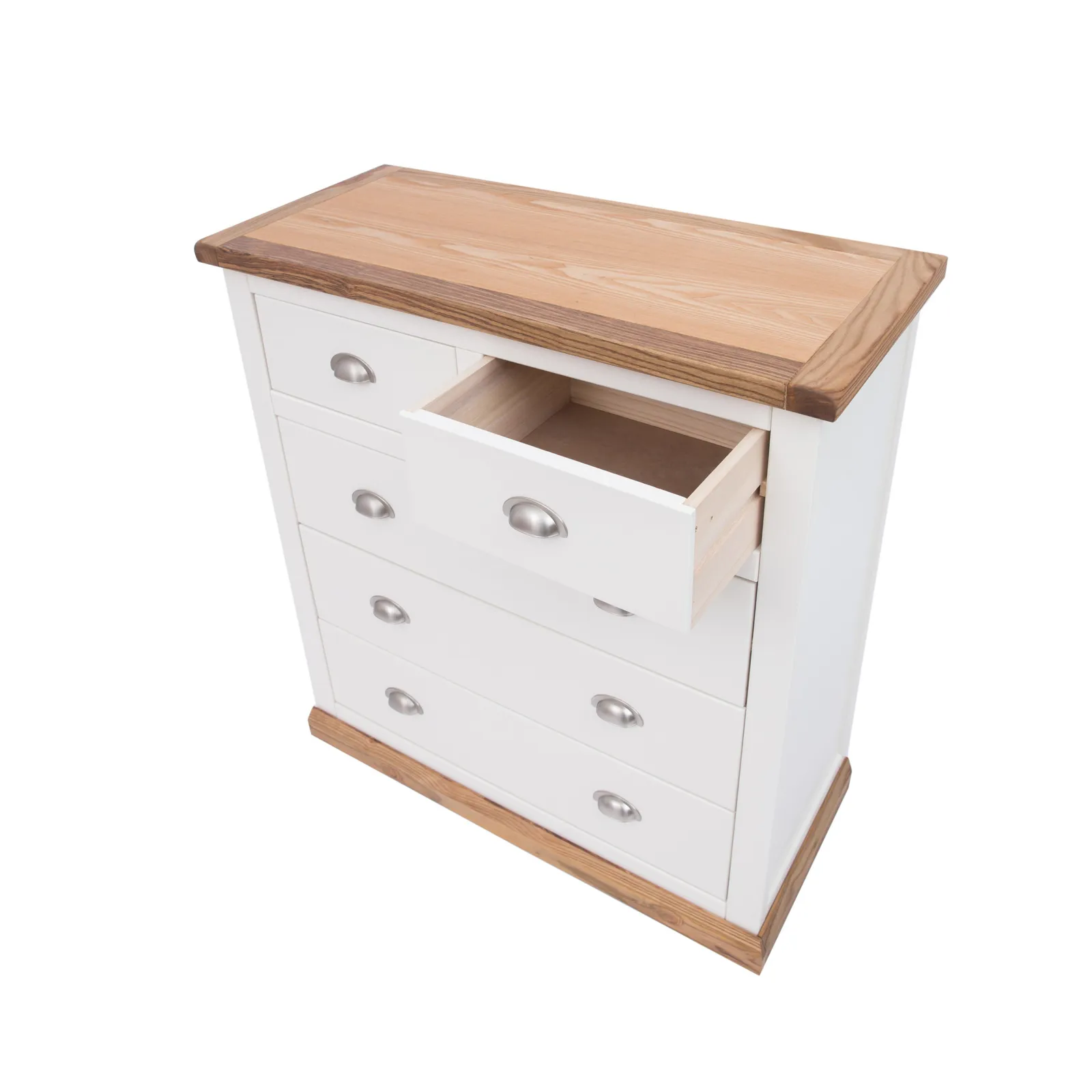 Cabinet Bits Tropea 5 Drawer Chest of Drawers Chrome Cup Handle in Off-White 4