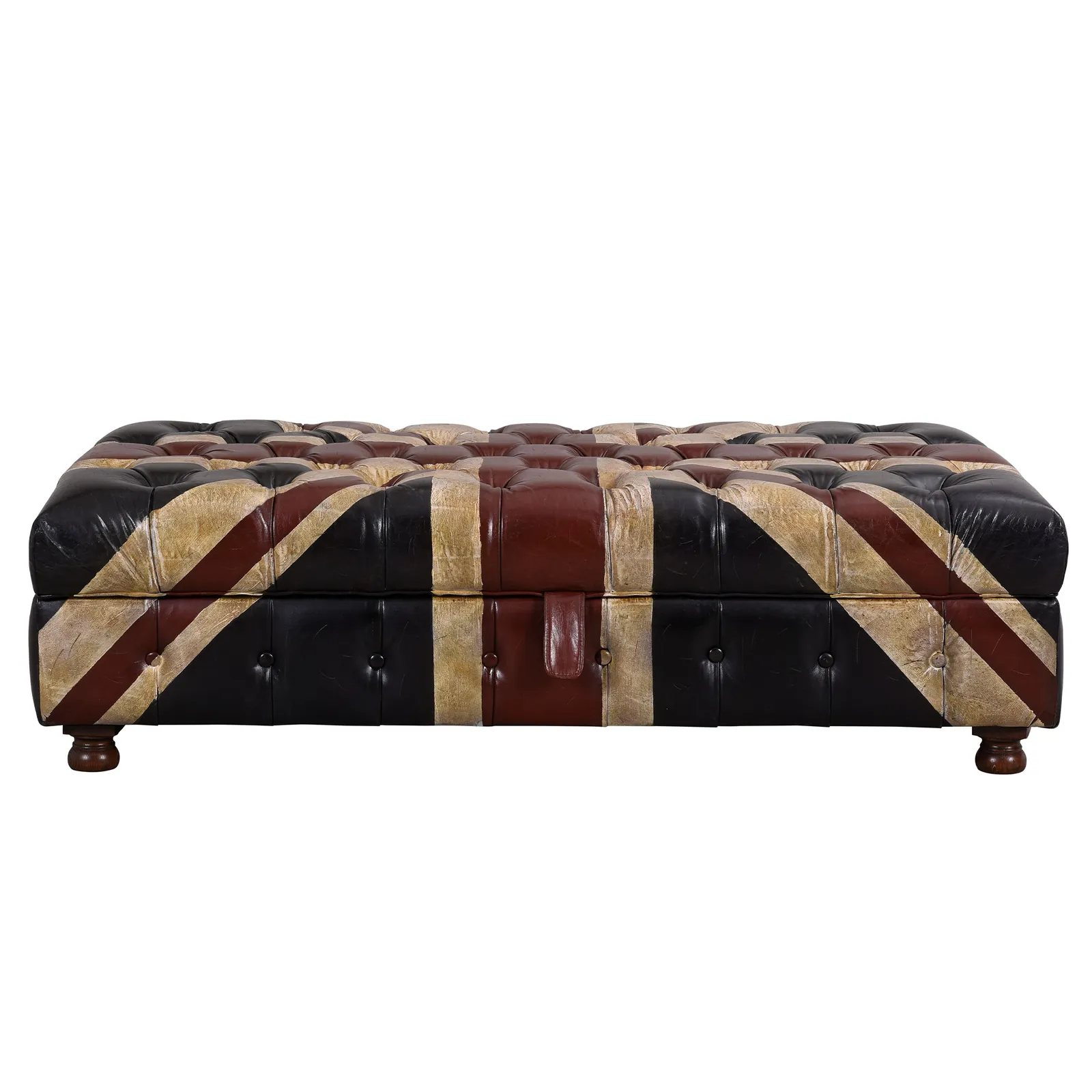 Timothy Oulton Westminster Button Large Storage Footstool, Square, Black Leather | Barker & Stonehouse 3