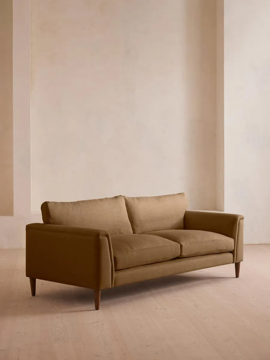 Reya Three Seater Sofa, Linen, Ochre