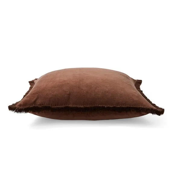 Fringed Cotton Velvet Cushion 6