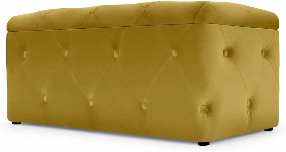 Hampton Rectangle Storage Pouffe, Vintage Gold Velvet