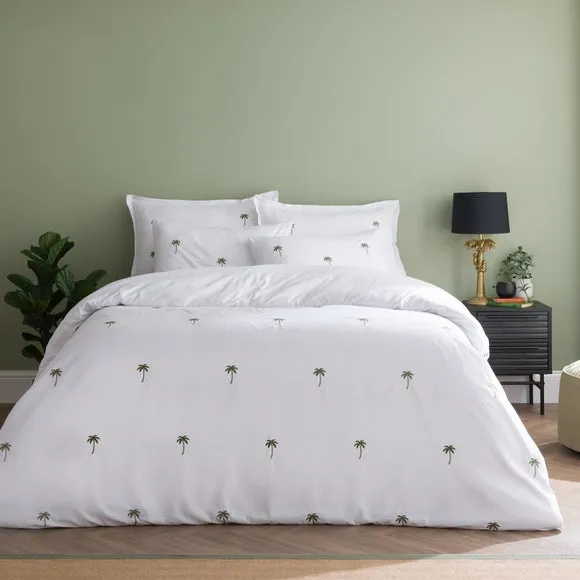 Palm Tree Embroidery Duvet Cover and Pillowcase Set 1
