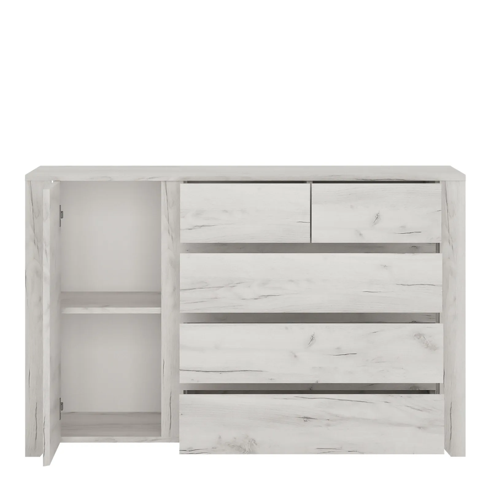 Furniture To Go Angel 1 Door 2+3 Drawer Chest in White 3