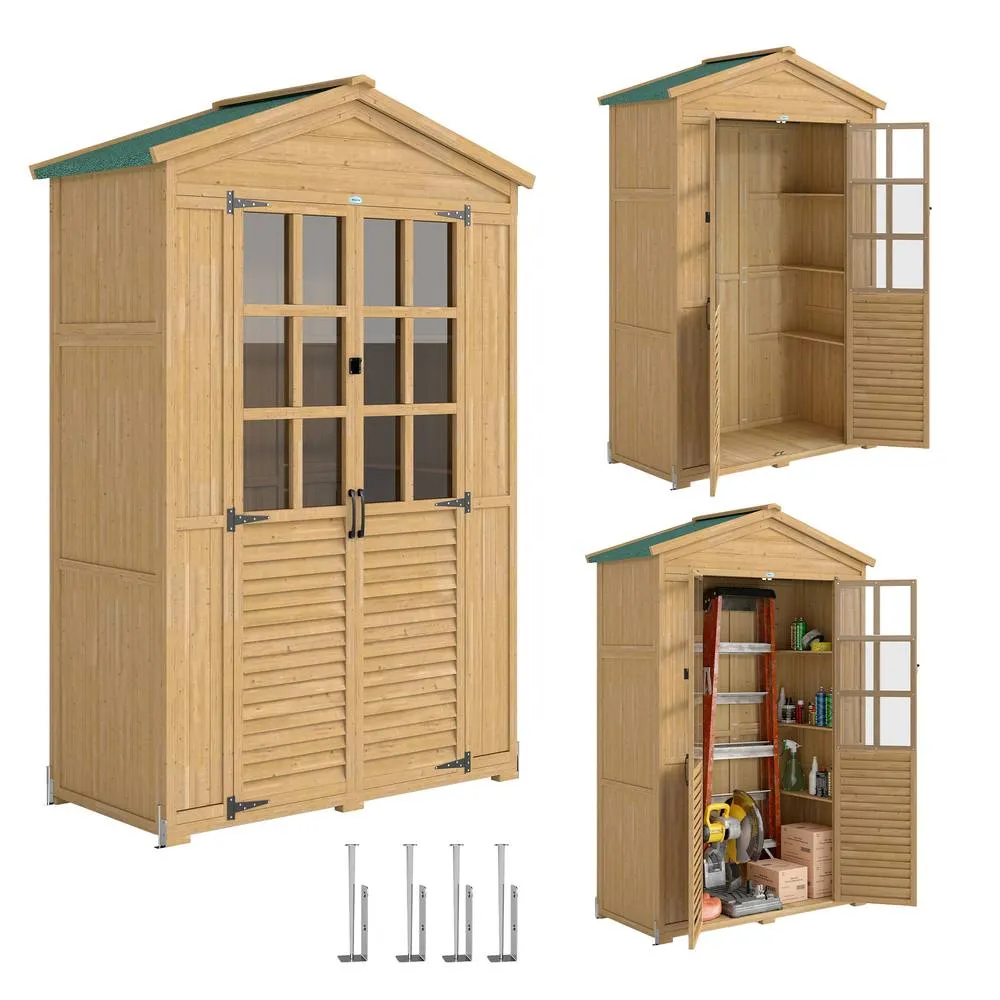 OUTSUNNY Outdoor Storage Cabinet Waterproof Light Brown 2