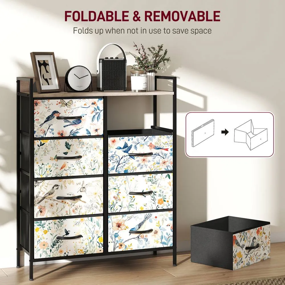 HOMCOM Chest of Drawers, Fabric Dresser with Open Shelf in White 6
