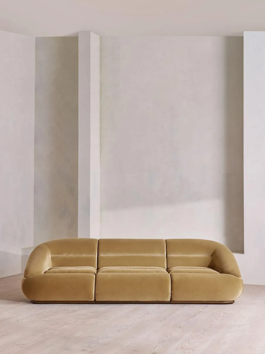 Edison Modular Sofa, Four Seater, Velvet, Camel