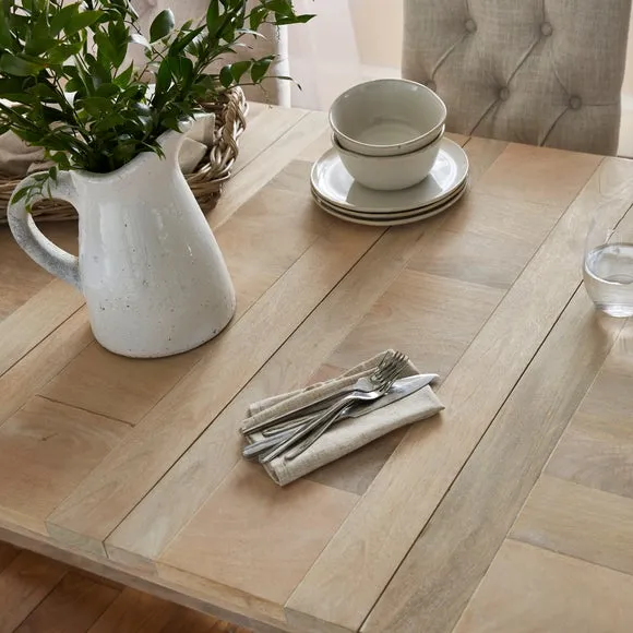 Bridget 6-8 Seater Rectangular Extendable Dining Table, Whitewash Mango Wood 3