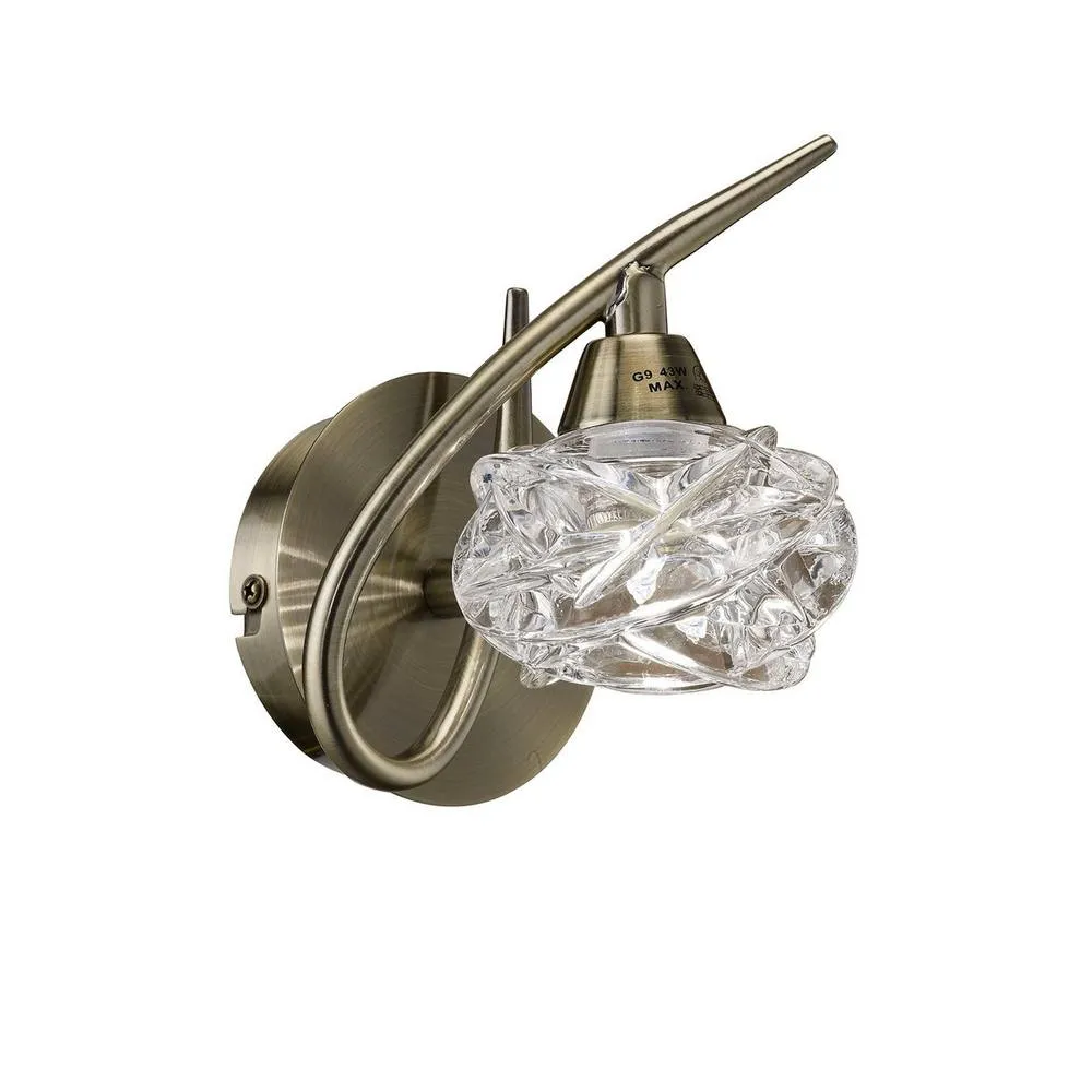 Netlighting Maremagnum Wall Lamp Switched 1 Light G9 Antique Brass in Bronze