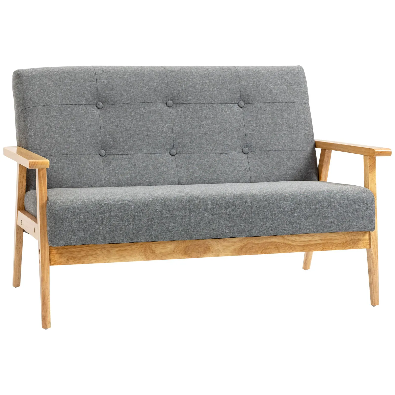 HOMCOM Modern 3-Seater Sofa Upholstery Couch with Rubber Wood Legs in Dark Grey 2