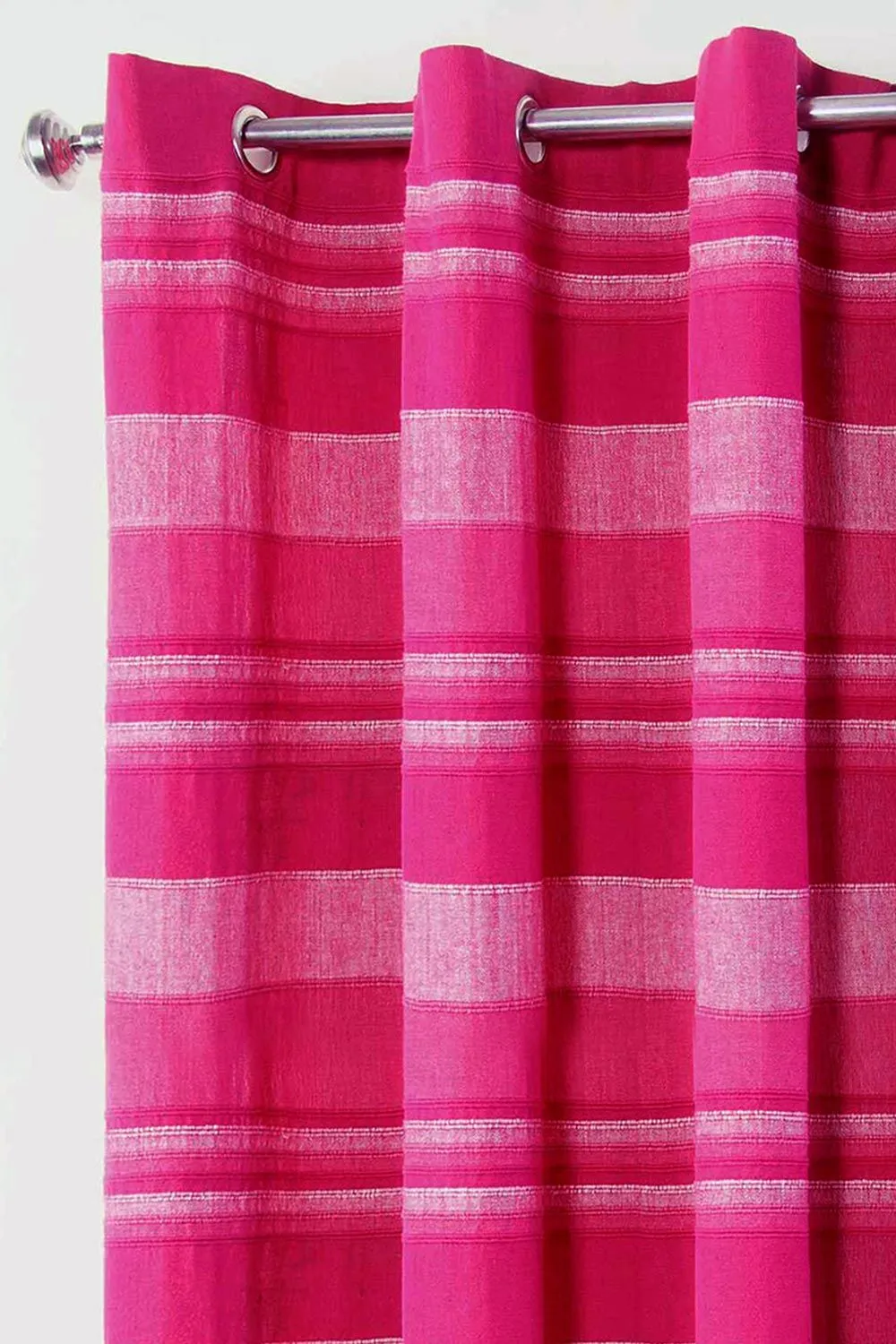 Homescapes Cotton Morocco Striped Curtain Pair in Pink 5