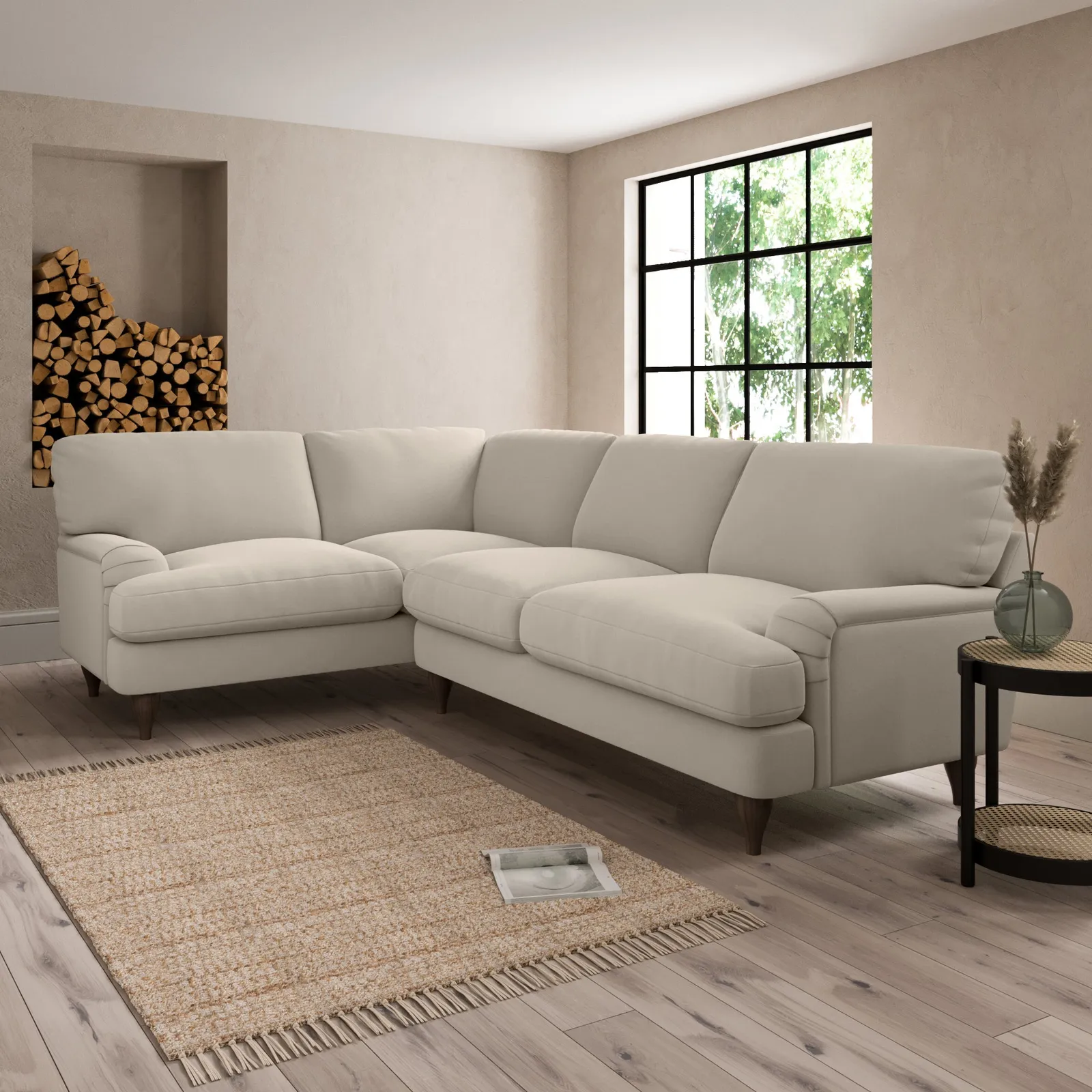 Darwin Luxury Velvet Left Hand Corner Sofa Brown