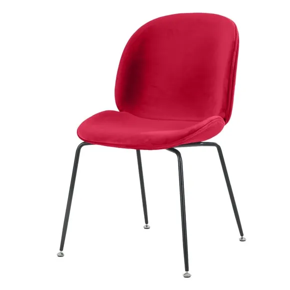 Fusion Living Luxurious Velvet Dining Chair with Black Metal Legs 2
